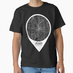 Atlanta City Map of the United States - Circle Classic T-Shirt