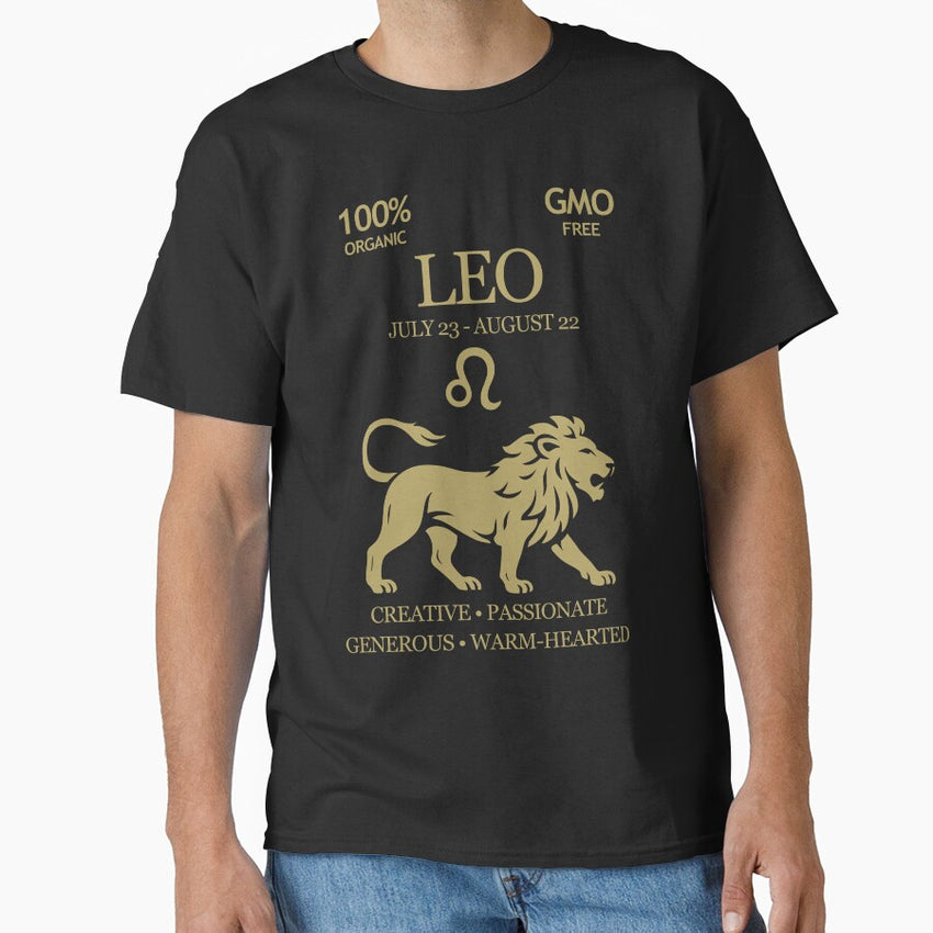 Leo Zodiac Sign Shirt – Majestic Horoscope Design for July & August Birthdays (Gold) Classic T-Shirt