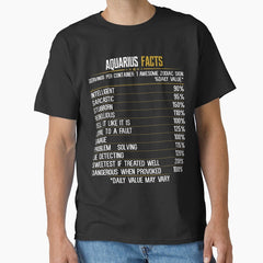 Aquarius Facts Zodiac Birthday Funny Aquarius Facts Classic T-Shirt