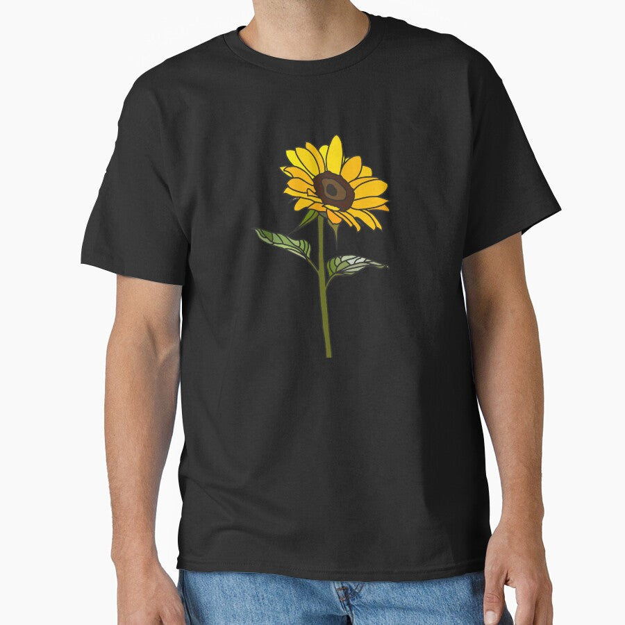 Aesthetic Sunflower On Black Classic T Shirt