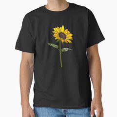 Aesthetic Sunflower On Black Classic T Shirt