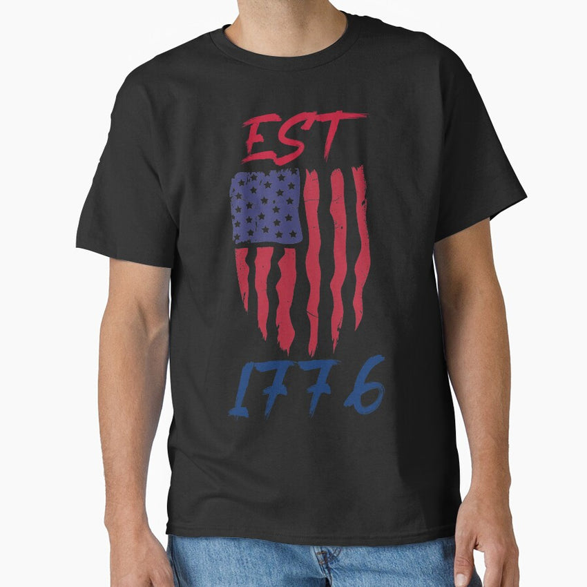 American patriot flag est 1776 heart Classic T-Shirt