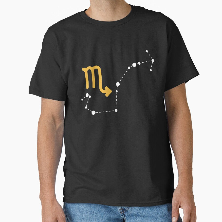 Scorpio Zodiac Sign with Constellation (White) Classic T-Shirt