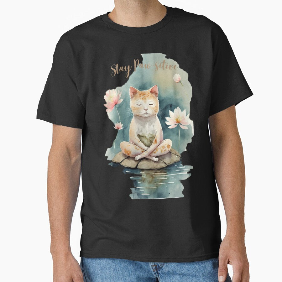 Stay Paw-sitive Yoga Cat 14 Classic T-Shirt