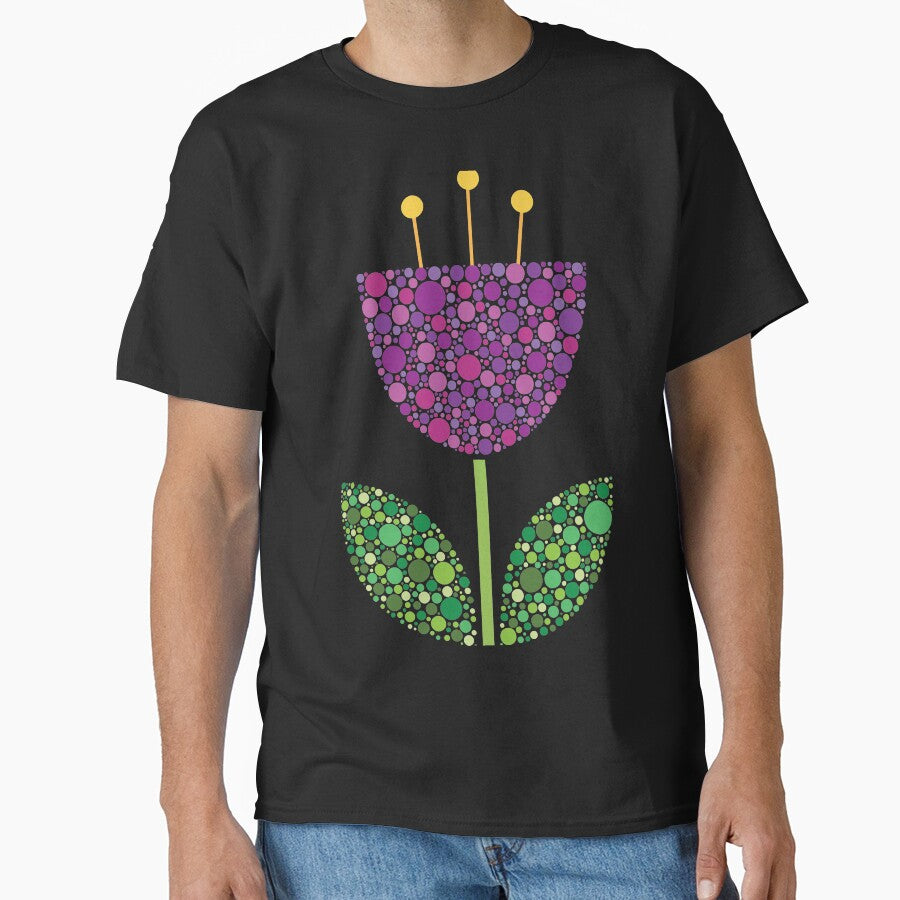 Purple Retro Dot Flower Classic T-Shirt