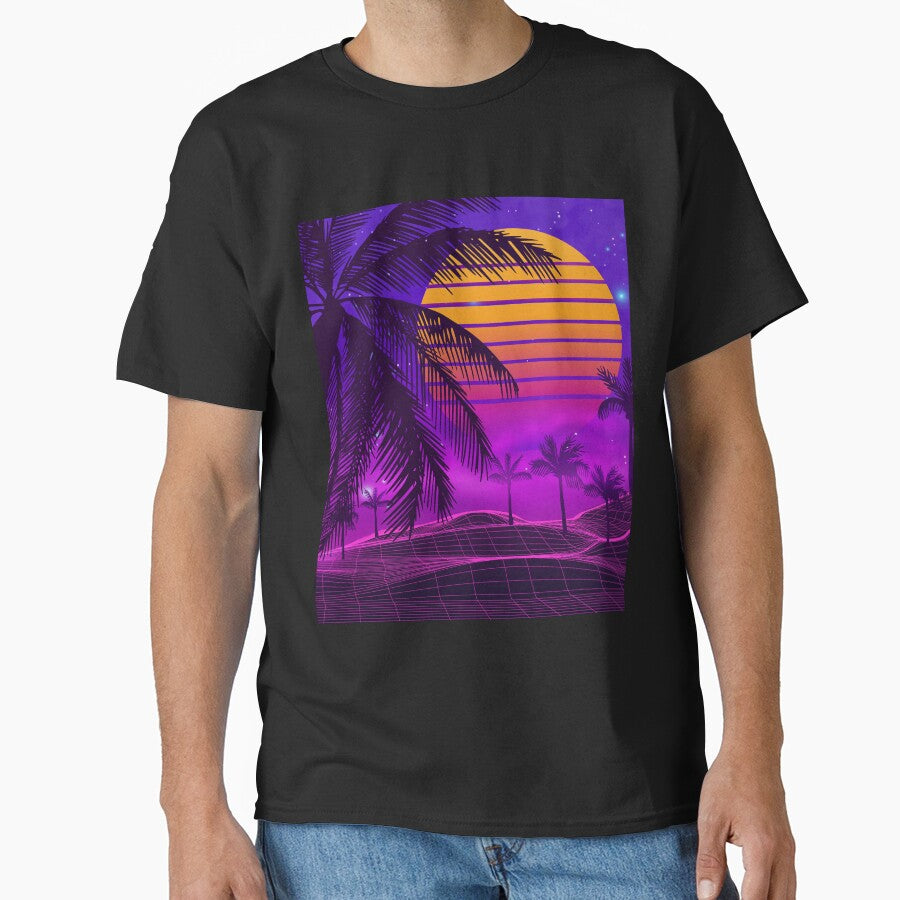 80S Sunset Synthwave Classic T Shirt
