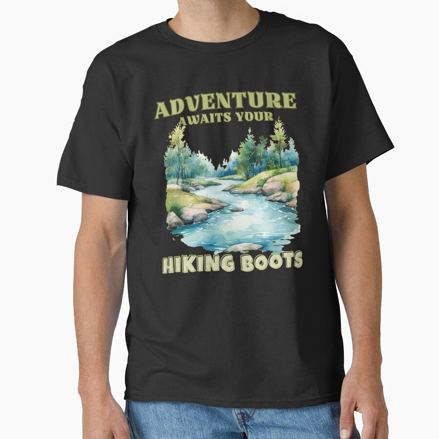 Adventure Awaits Your Hiking Boots Mountain Pass Classic T Shirt