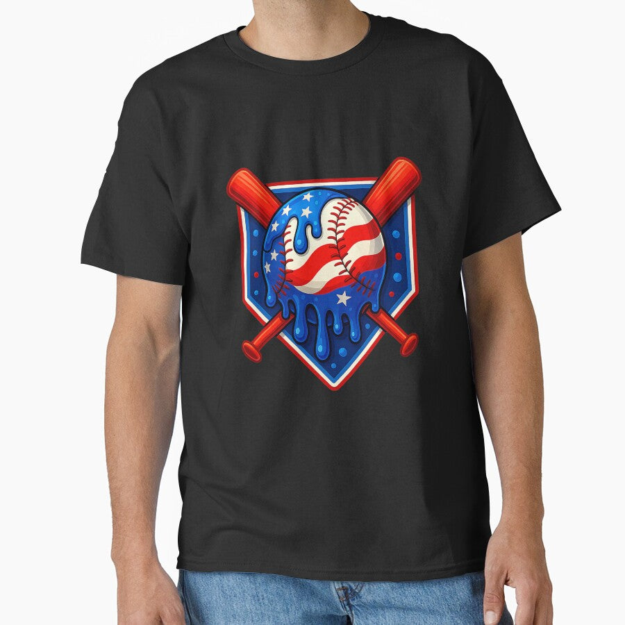 Baseball American Flag Patriotic Red White Blue 4th Of July Classic T-Shirt