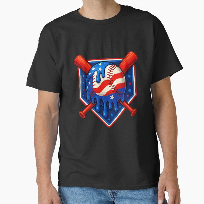 Baseball American Flag Patriotic Red White Blue 4th Of July Classic T-Shirt