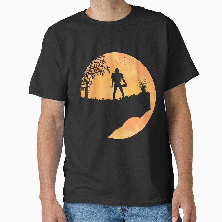 American Football Vintage Sunset Design For Football Lovers And Players Classic T Shirt