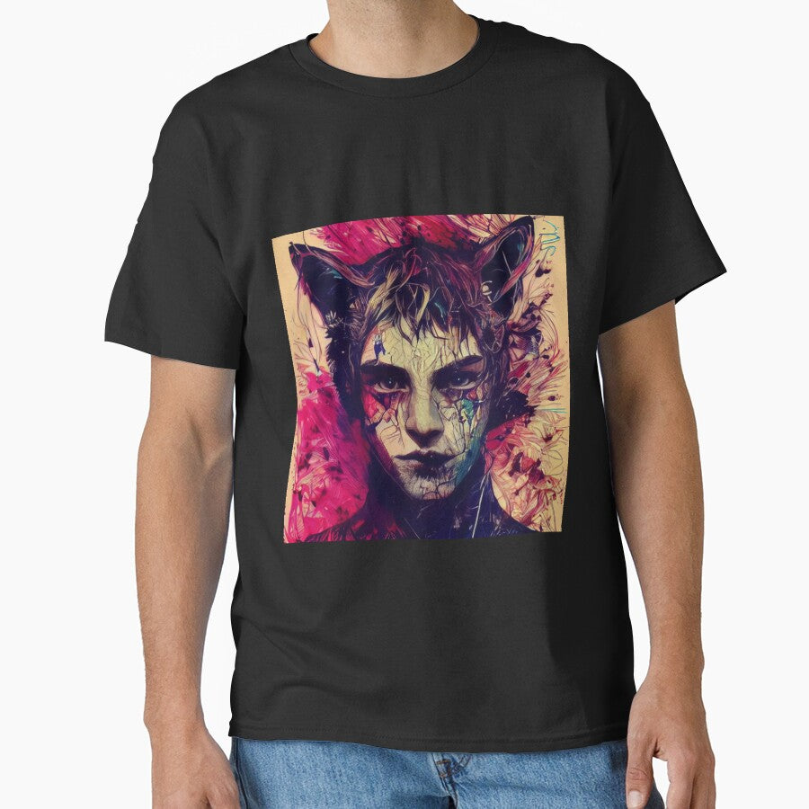 Aesthetic Anime Catboy Ears Drawing Classic T Shirt