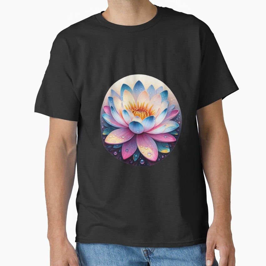 Lotus with dew drops Botanical Beauty Floral Arrangements Classic T-Shirt