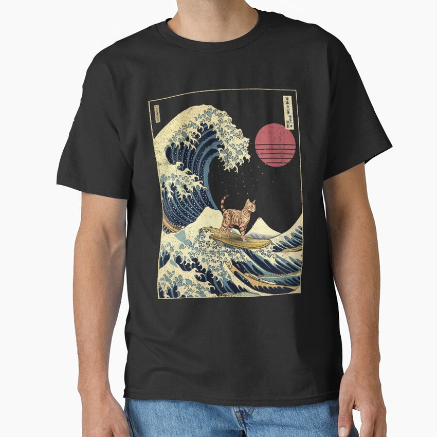 Bengal Cat Kanagawa Japanese Surfing Wave Classic T-Shirt