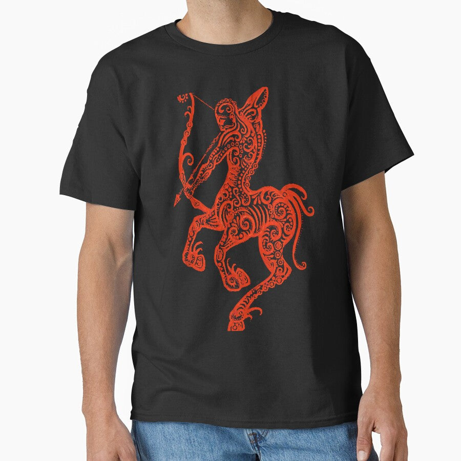 Red Sagittarius Zodiac Sign Classic T-Shirt