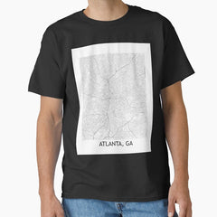 Atlanta, GA Quad Topographical Map Black & White Classic T-Shirt
