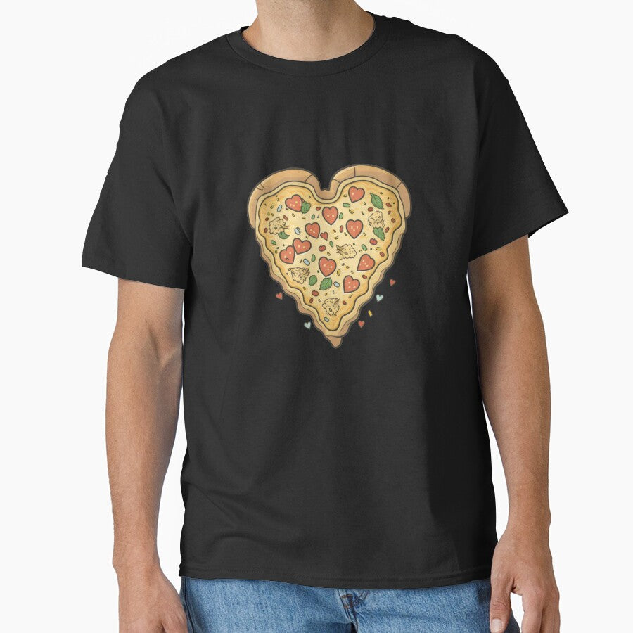 Cheese Pizza Italian Love Heart Food Slice Party Eating Cook Classic T-Shirt