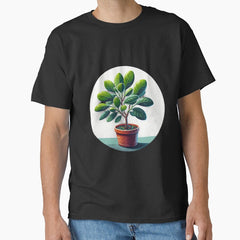 Green ficus in a pot Botanical Beauty Floral Arrangements Classic T-Shirt