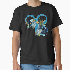 Aries Horoscope Zodiac Blue Rose Design Classic T Shirt