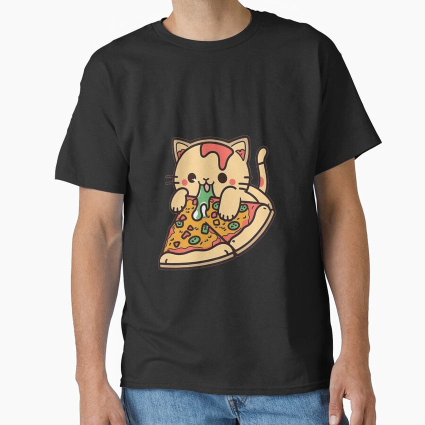 Cat Eating Pizza Kawaai Classic T-Shirt