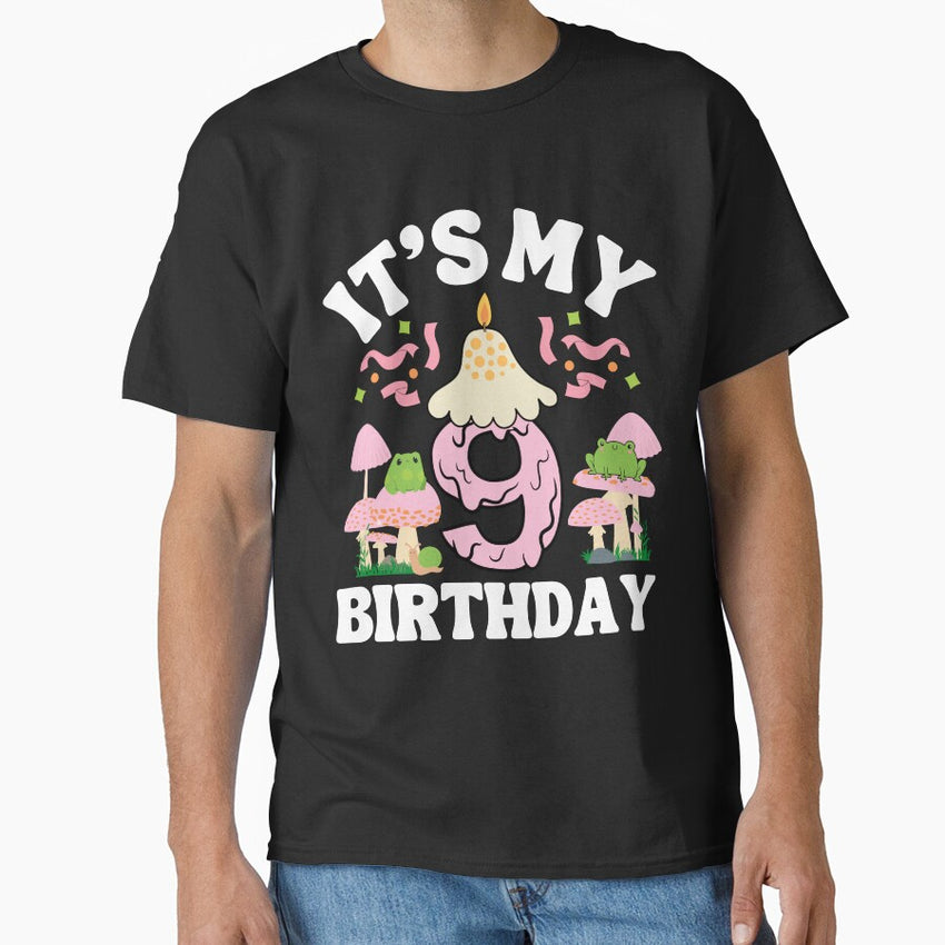 9Th Birthday Mushroom 9 Year Old Mushroom Birthday Classic T Shirt