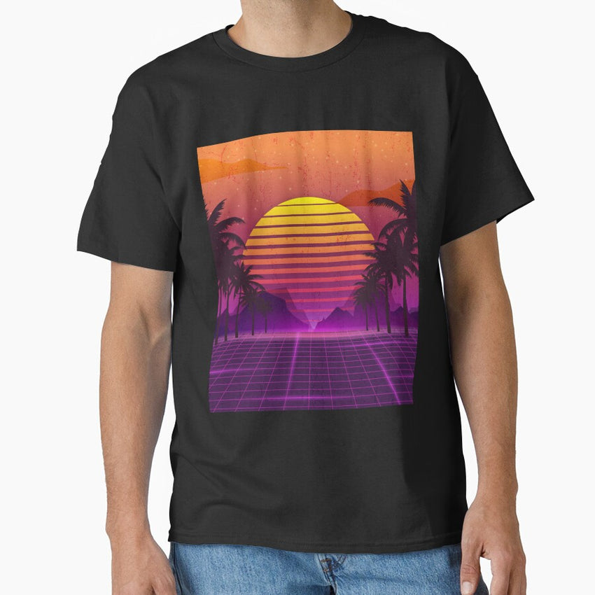 80S Palm Trees Sunset Vaporwave Classic T Shirt