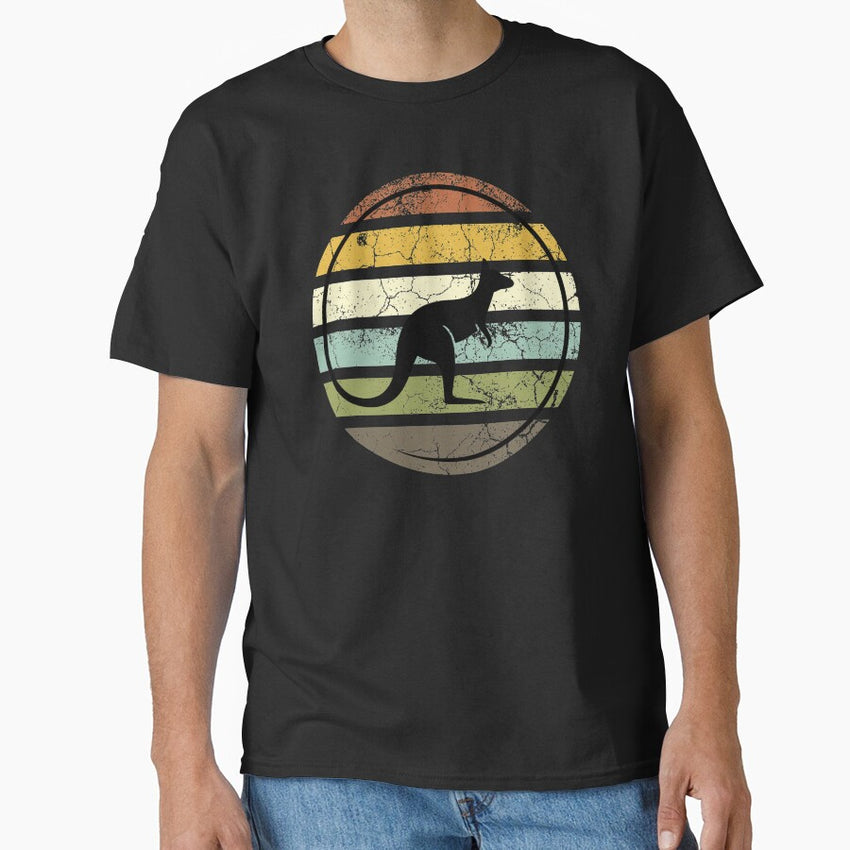 Australian Kangaroo Retro Sunset Style Classic T Shirt