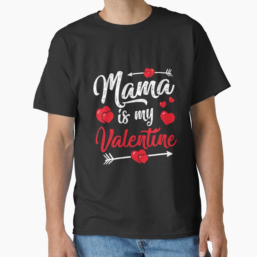 Retro Hearts Mama Is My Valentines Day Classic T-Shirt