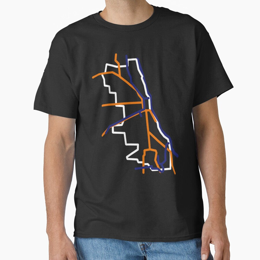 Chicago Map Abstract Bears Colors Classic T-Shirt