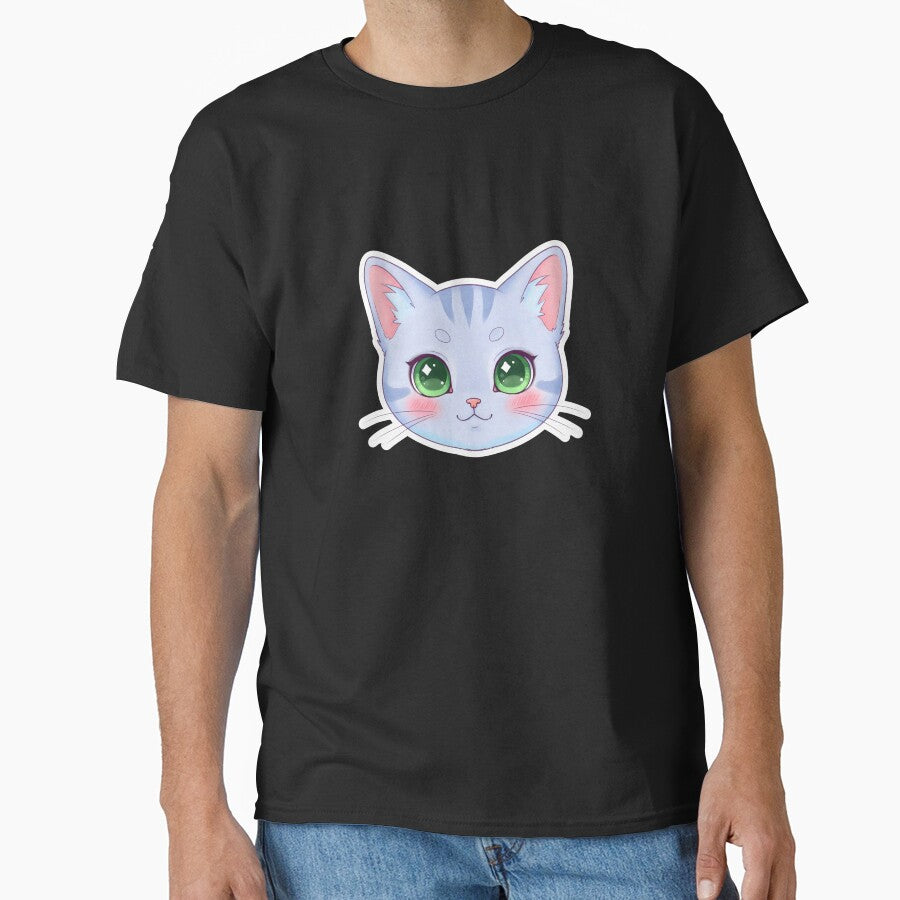 Kawaii Cat Face with Whiskers – So Meowgical! Classic T-Shirt