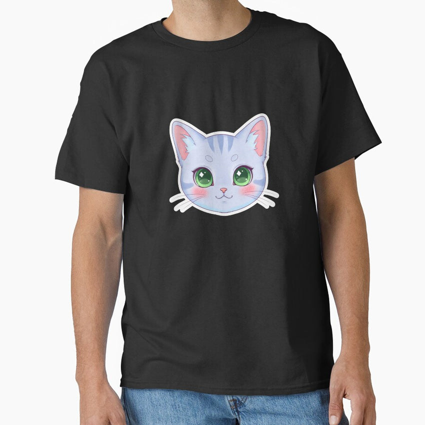 Kawaii Cat Face with Whiskers – So Meowgical! Classic T-Shirt