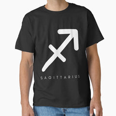 Minimilistic white Sagittaurius zodiac- Horescope/SunSign Theme on grey back ground Classic T-Shirt