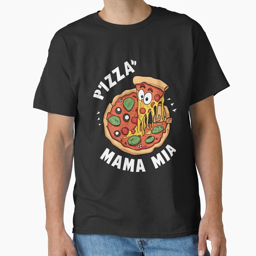 Mama Mia Pizza: Cartoon Pizza Delight Classic T-Shirt