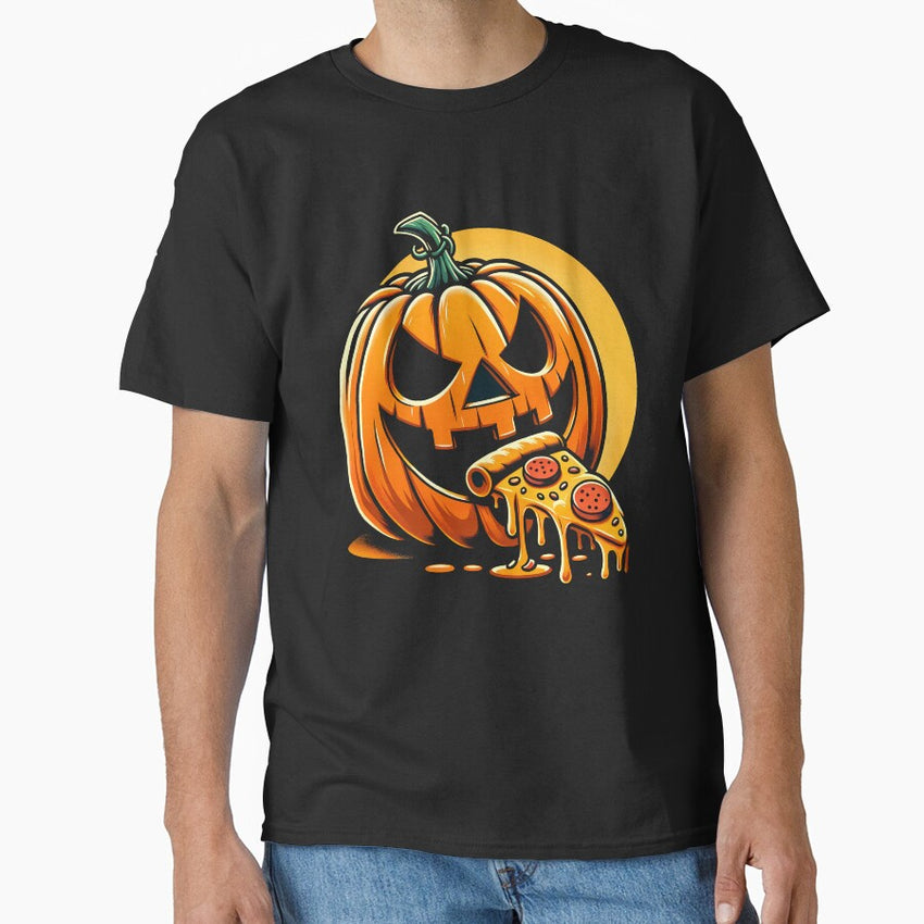 Pumpkin eating Pizza Halloween Classic T-Shirt