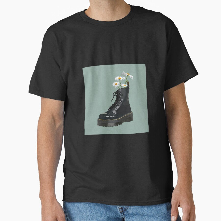 Dr Martens Boot With Flowers Classic T Shirt