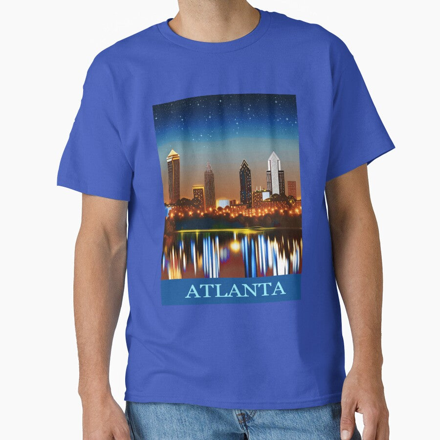 Atlanta Skyline by Night with Reflections Classic T-Shirt