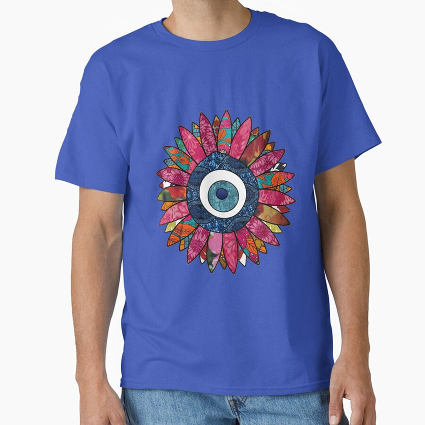 Greek Evil Eye Retro Flower Classic T-Shirt