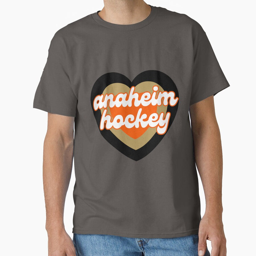 Anaheim Ducks Inspired Hockey Heart Classic T-Shirt
