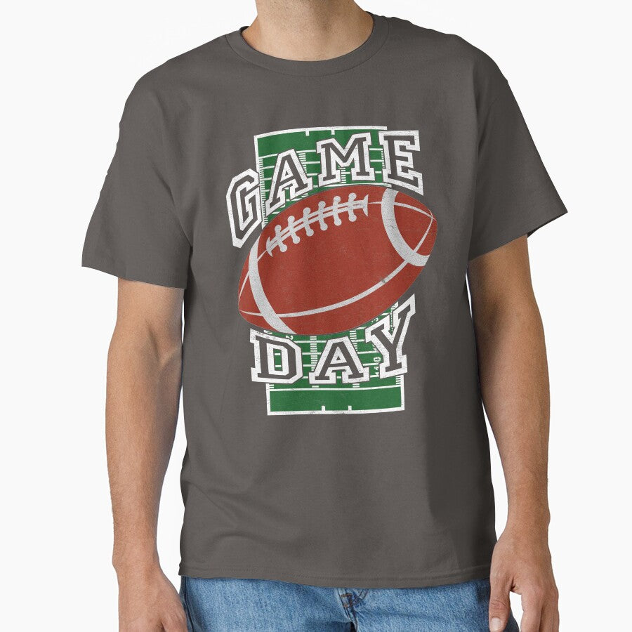 American Football Game Day Field And Ball Classic T Shirt