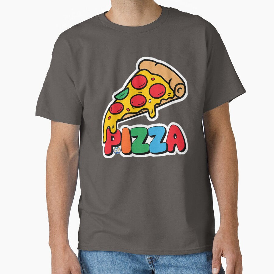 Colorful Pizza Slice Text Art Design Classic T-Shirt