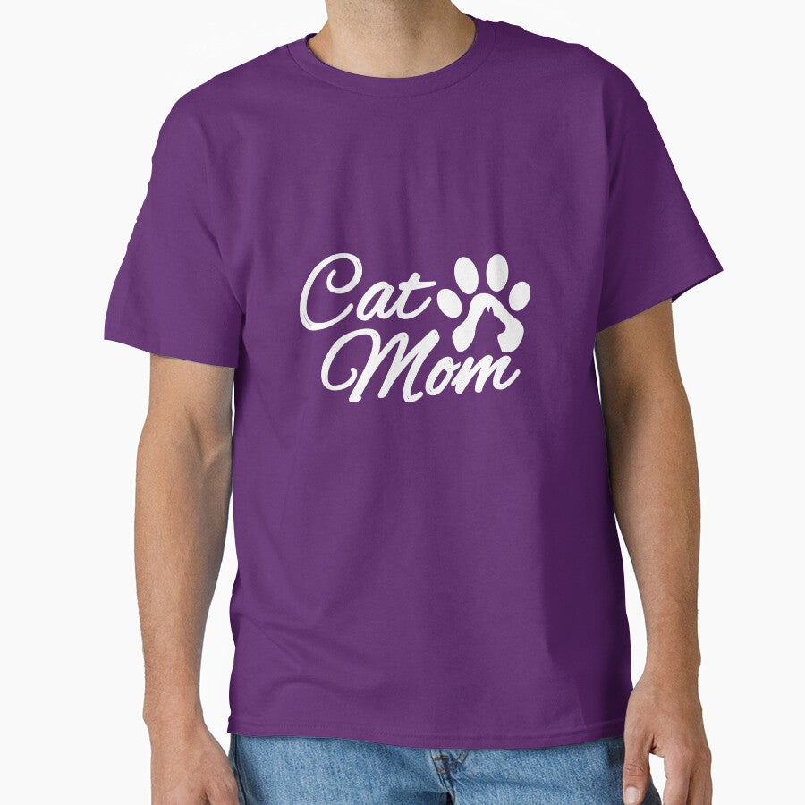 Cat Mom, Cat Lover In White Classic T-Shirt