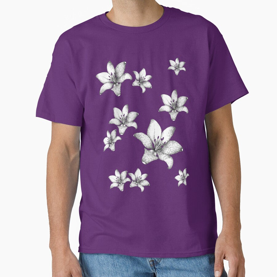 Lilly Flower Print Classic T-Shirt