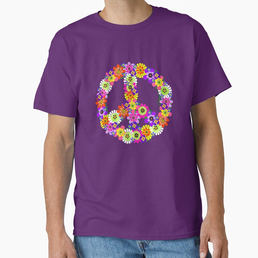 Peace Sign Floral Classic T-Shirt