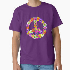 Peace Sign Floral Classic T-Shirt