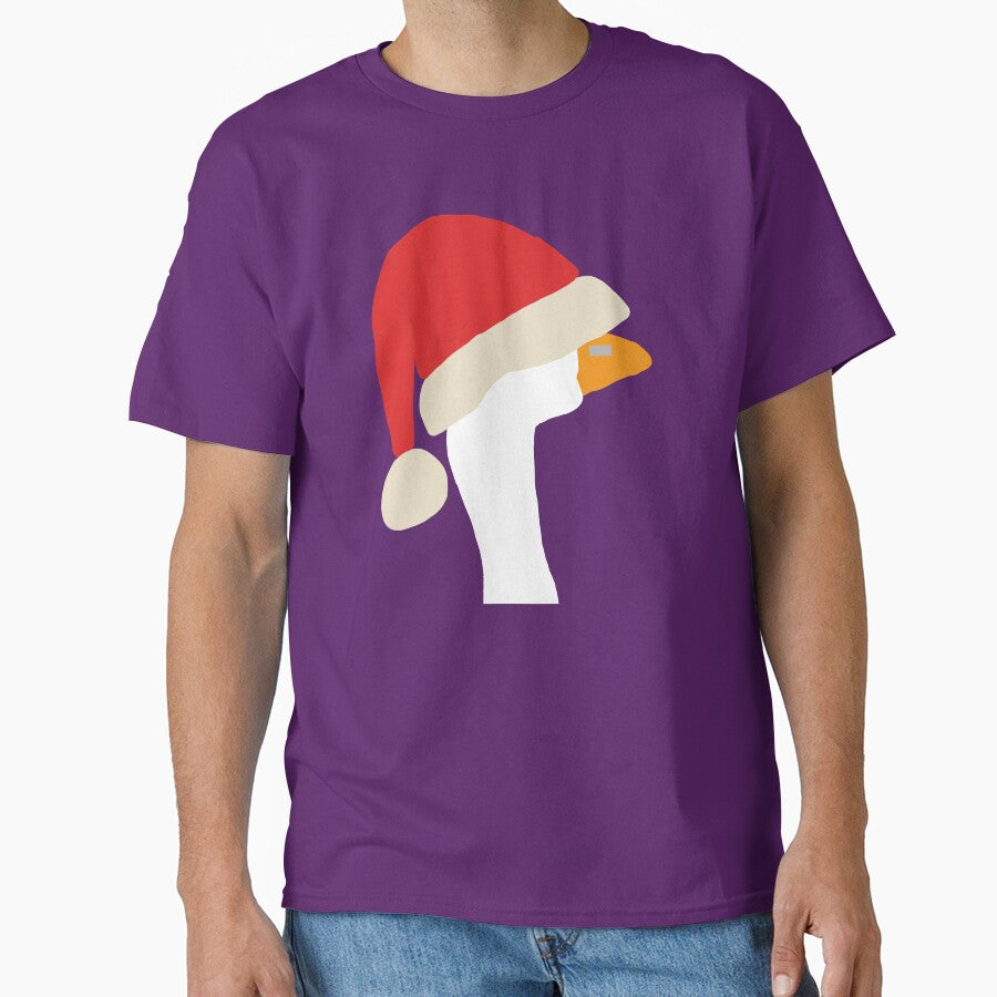 Abstract Portrait Gaming Goose In Stolen Christmas Santa Hat Classic T Shirt