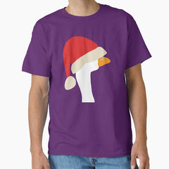 Abstract Portrait Gaming Goose In Stolen Christmas Santa Hat Classic T Shirt