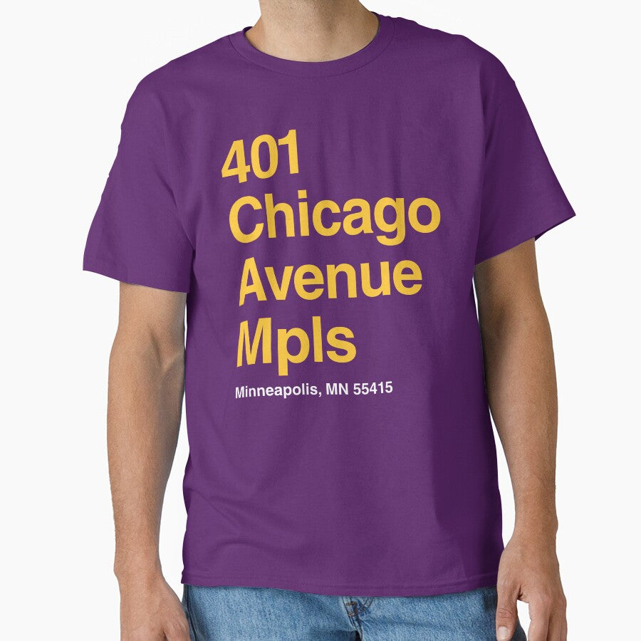 Minnesota Vikings Football Stadium Address Design for Iconic Sports Venue Classic T-Shirt