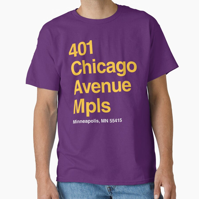 Minnesota Vikings Football Stadium Address Design for Iconic Sports Venue Classic T-Shirt