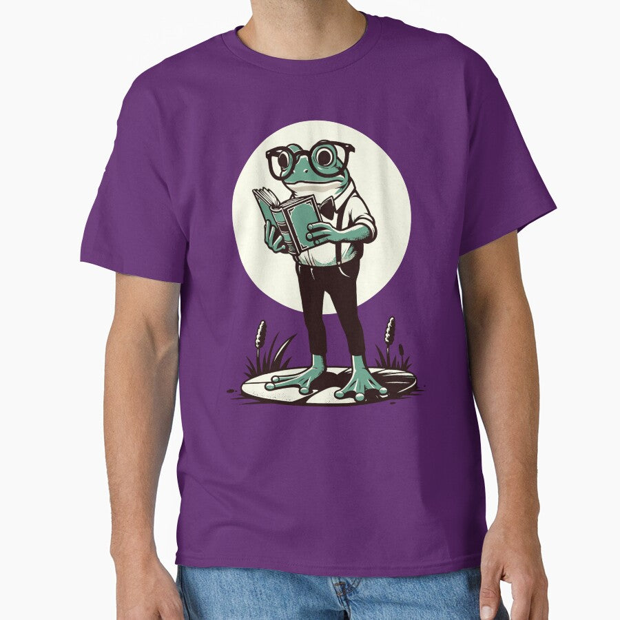 A Geeky Frog Reading A Book Classic T Shirt