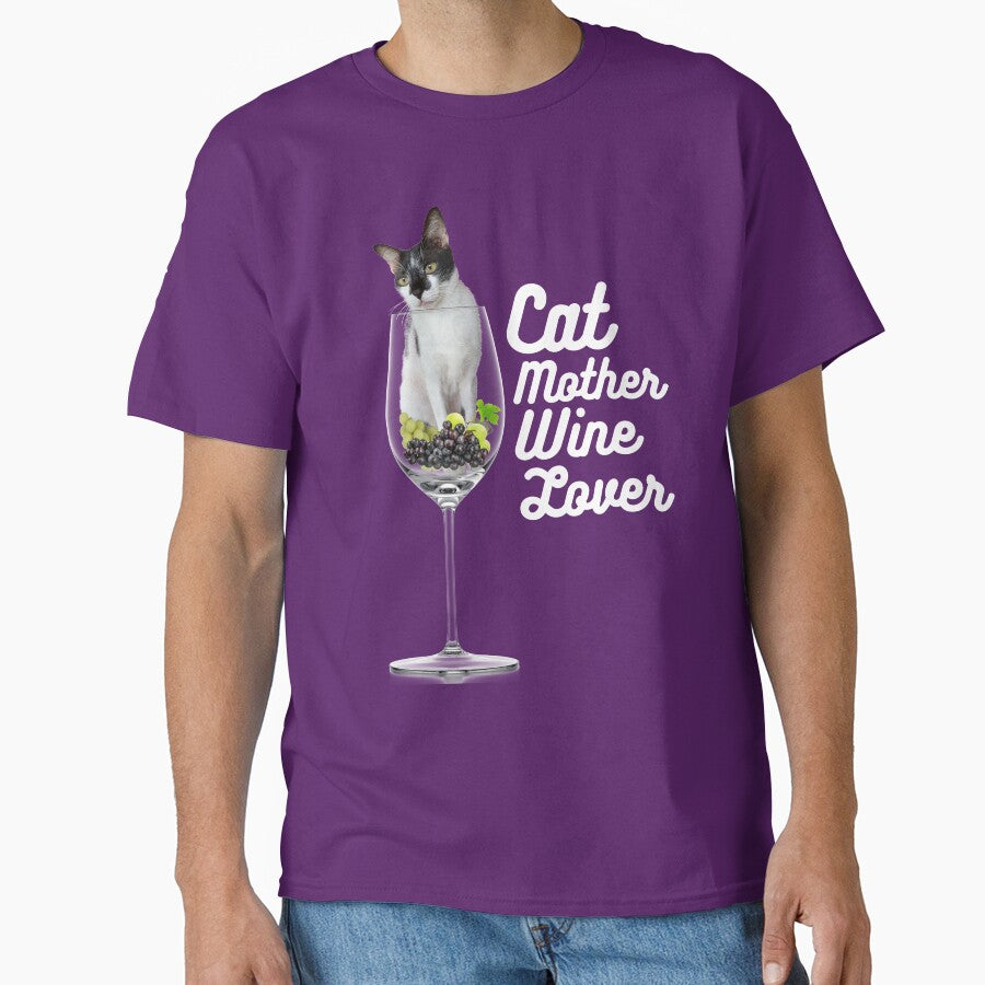Cat Lover, Wine Mother Classic T-Shirt
