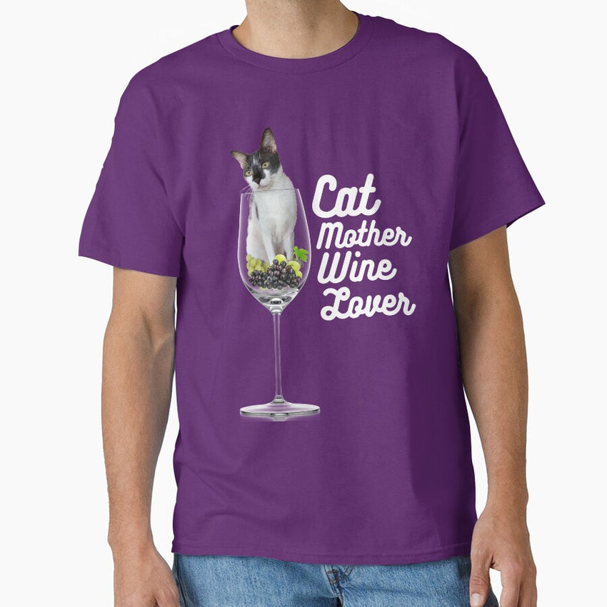 Cat Lover, Wine Mother Classic T-Shirt